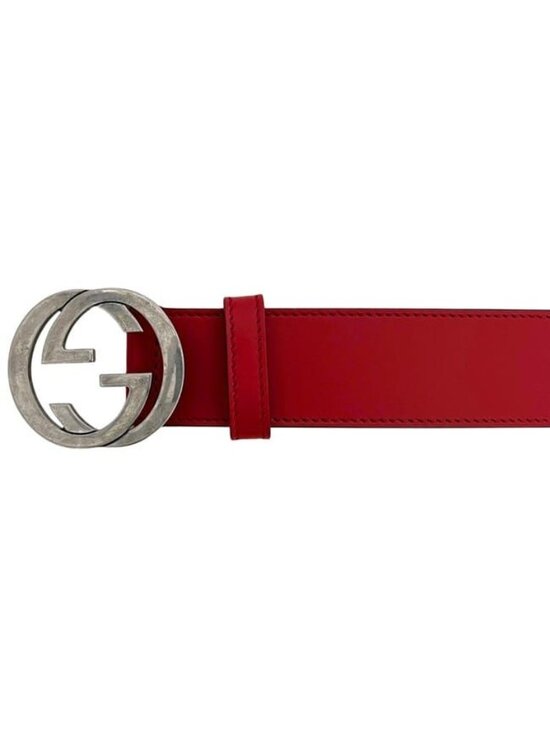 Gucci Belt Red Interlocking Waist 100 35 Leather Metal GG Logo Buckle main image 10